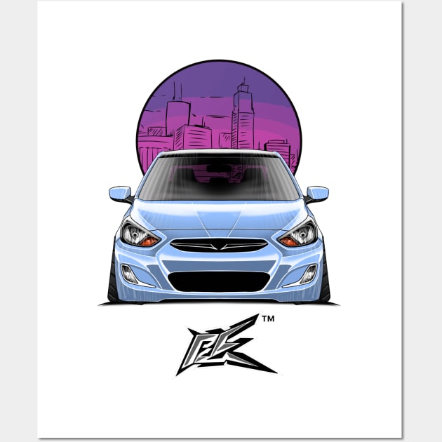 hyundai accent stanced air blue Wall Art by naquash